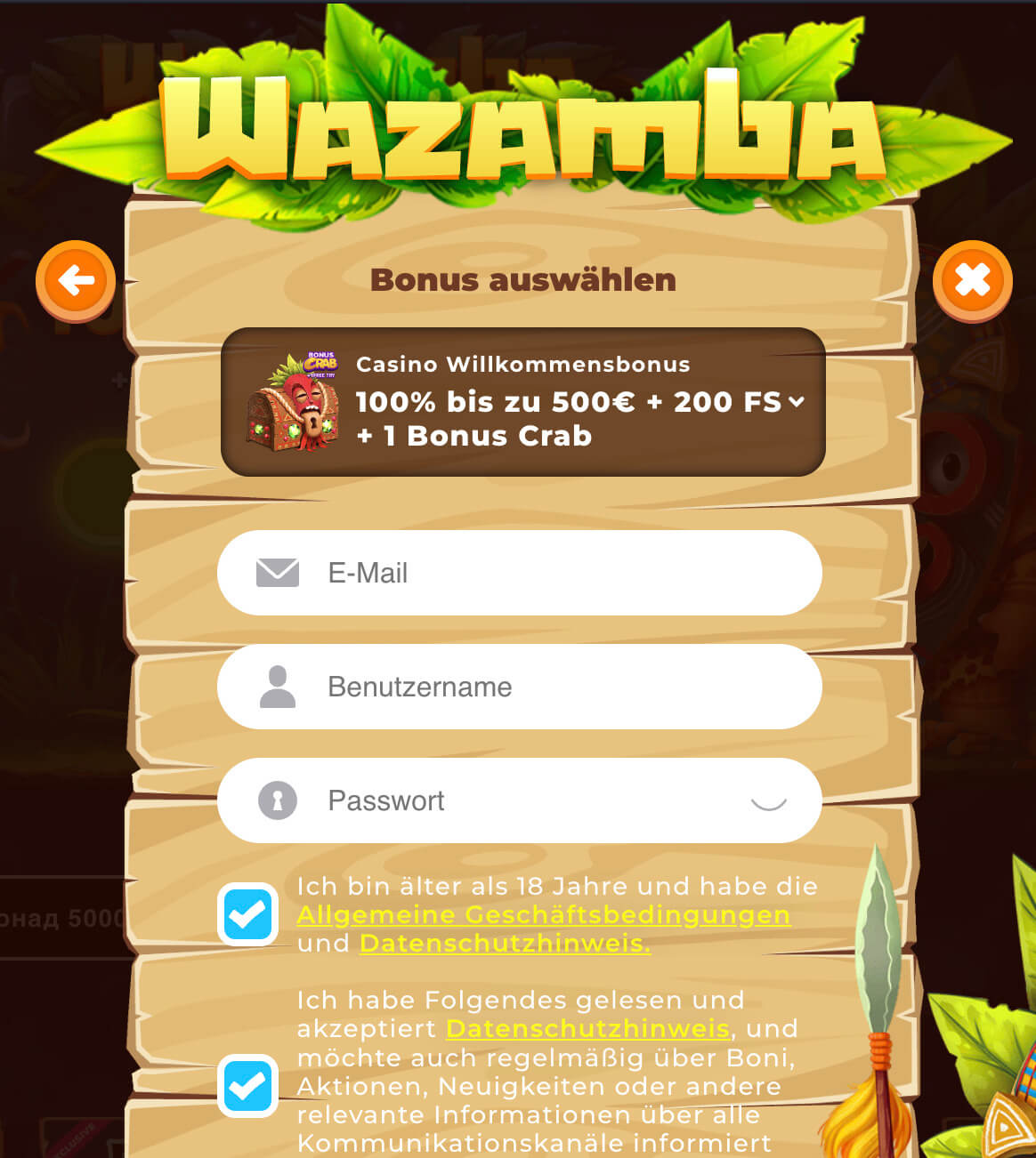 registrierung und login
